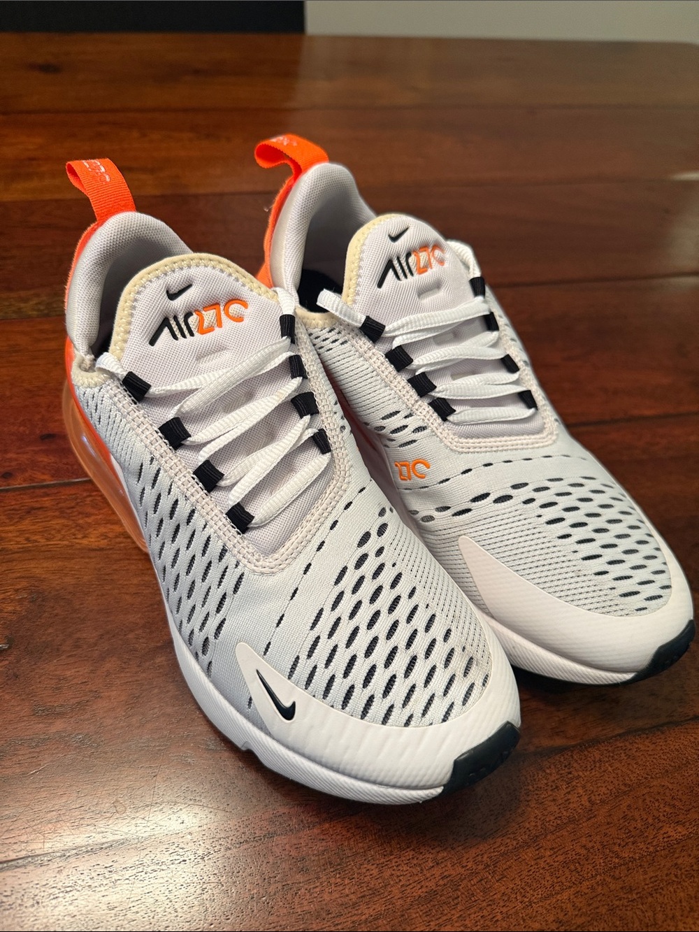 Nike Kids White and Orange Air Max Inspired Sneakers